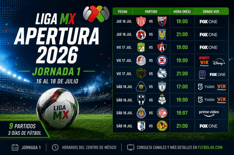 Jornada 1 Apertura 2026 Liga MX