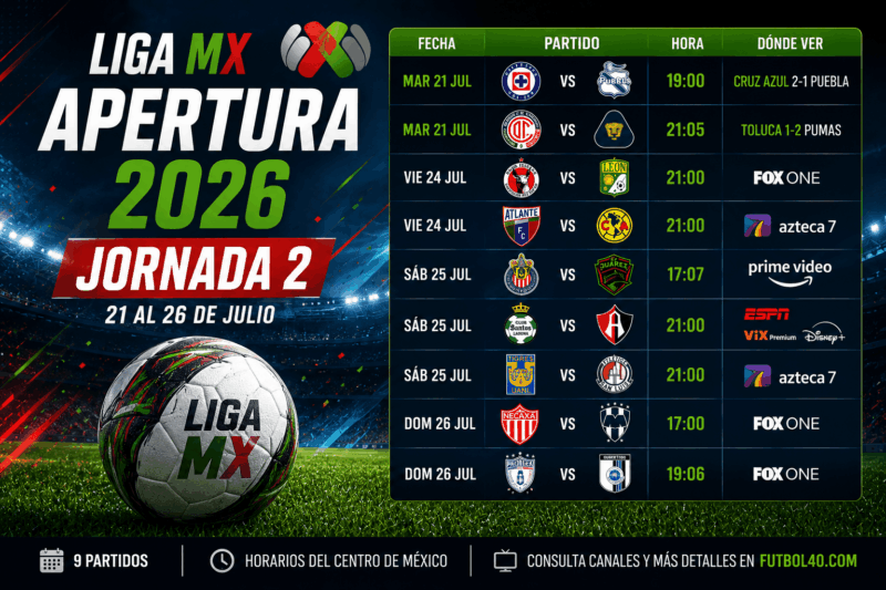 Jornada 2 Apertura 2026 Liga MX