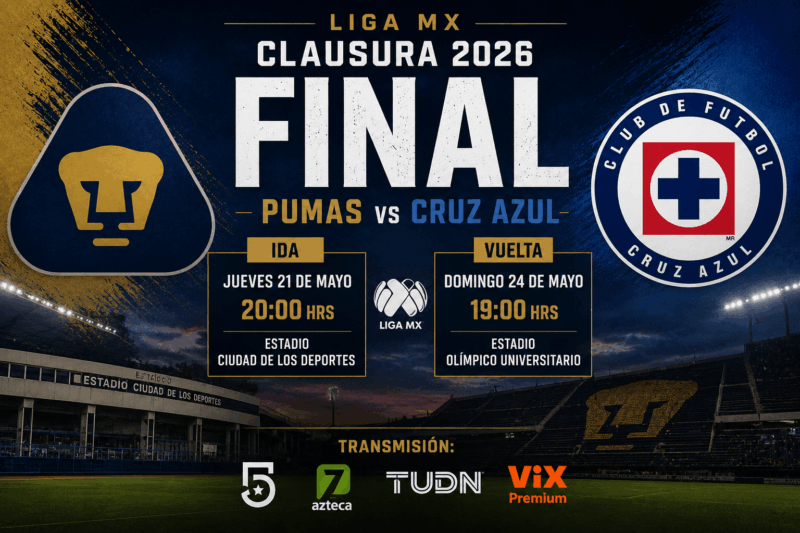 Final del Clausura 2026 de la Liga MX entre Pumas y Cruz Azul