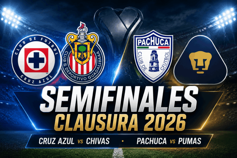 Semifinales Liga MX Clausura 2026: Cruz Azul vs Chivas y Pachuca vs Pumas